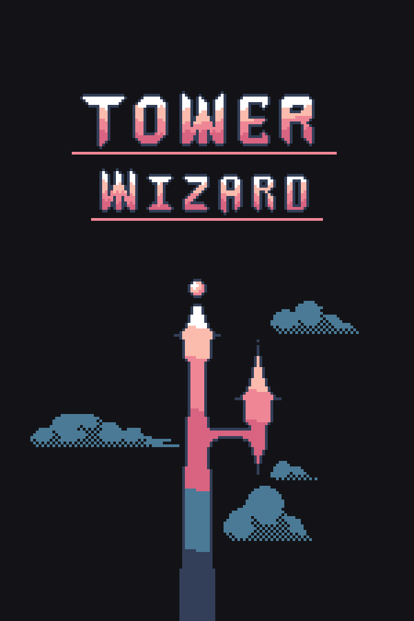 TOWER WIZARDの作品ロゴと塔が描かれた公式ボックスアート。
